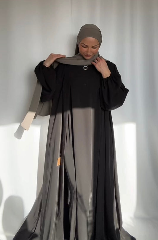 Elegant 2-piece Abaya set - noir