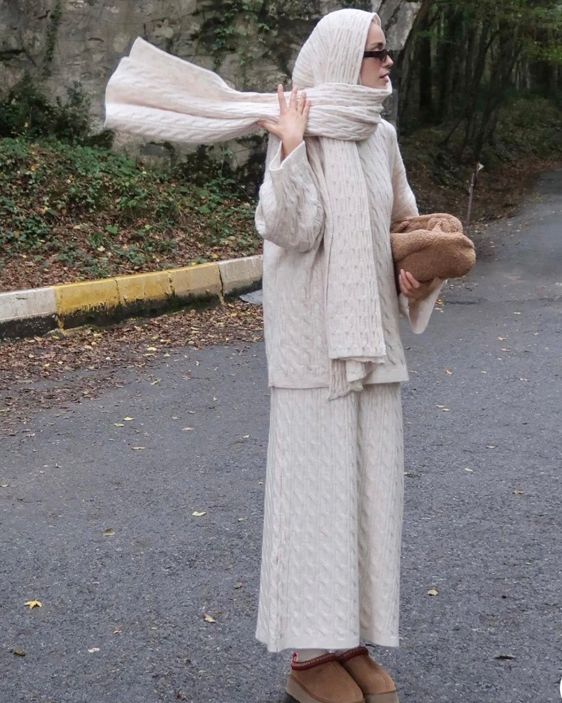 Premium 3-piece kabel set - cream