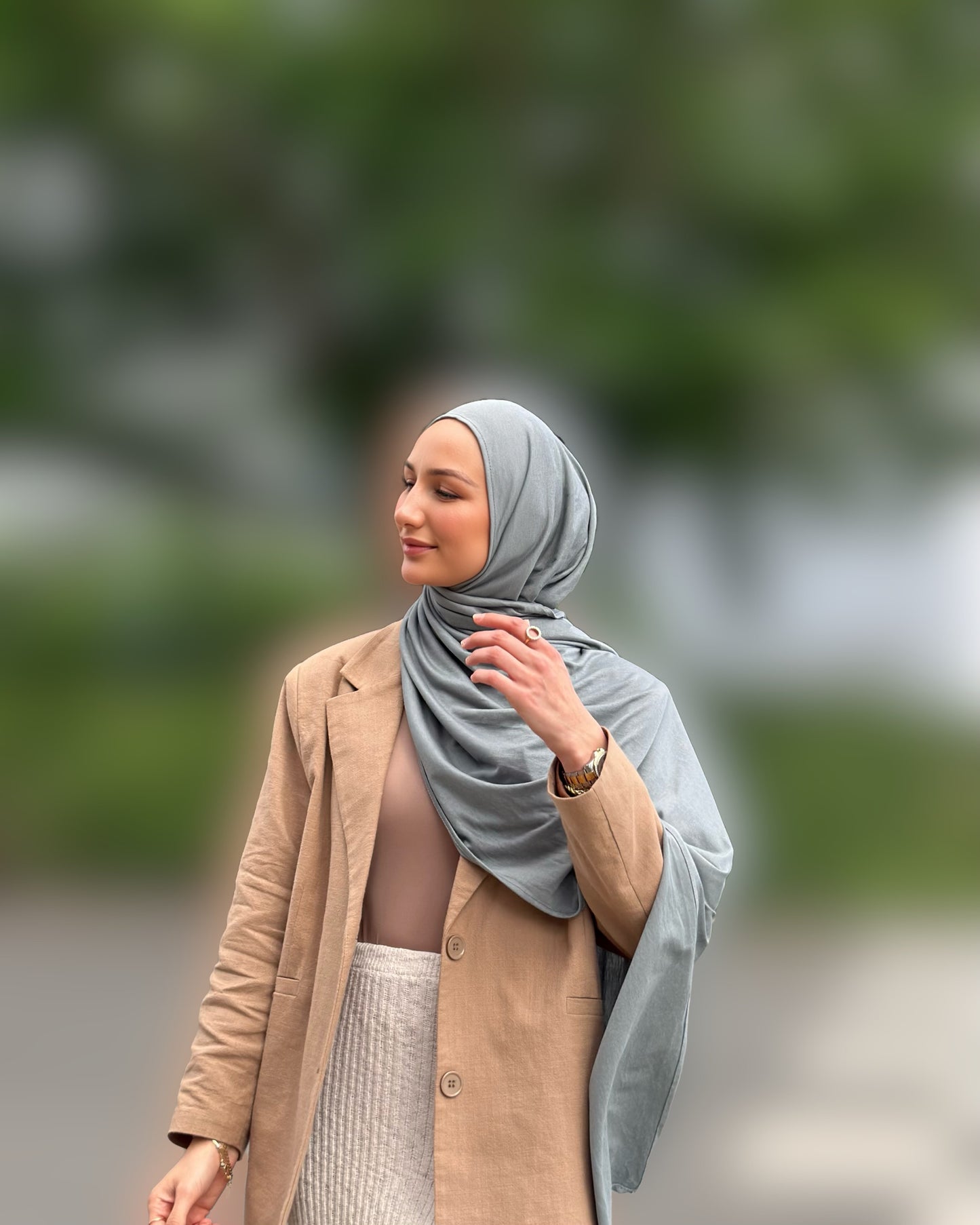 Instant Jersey Hijab - Sage grey Us06