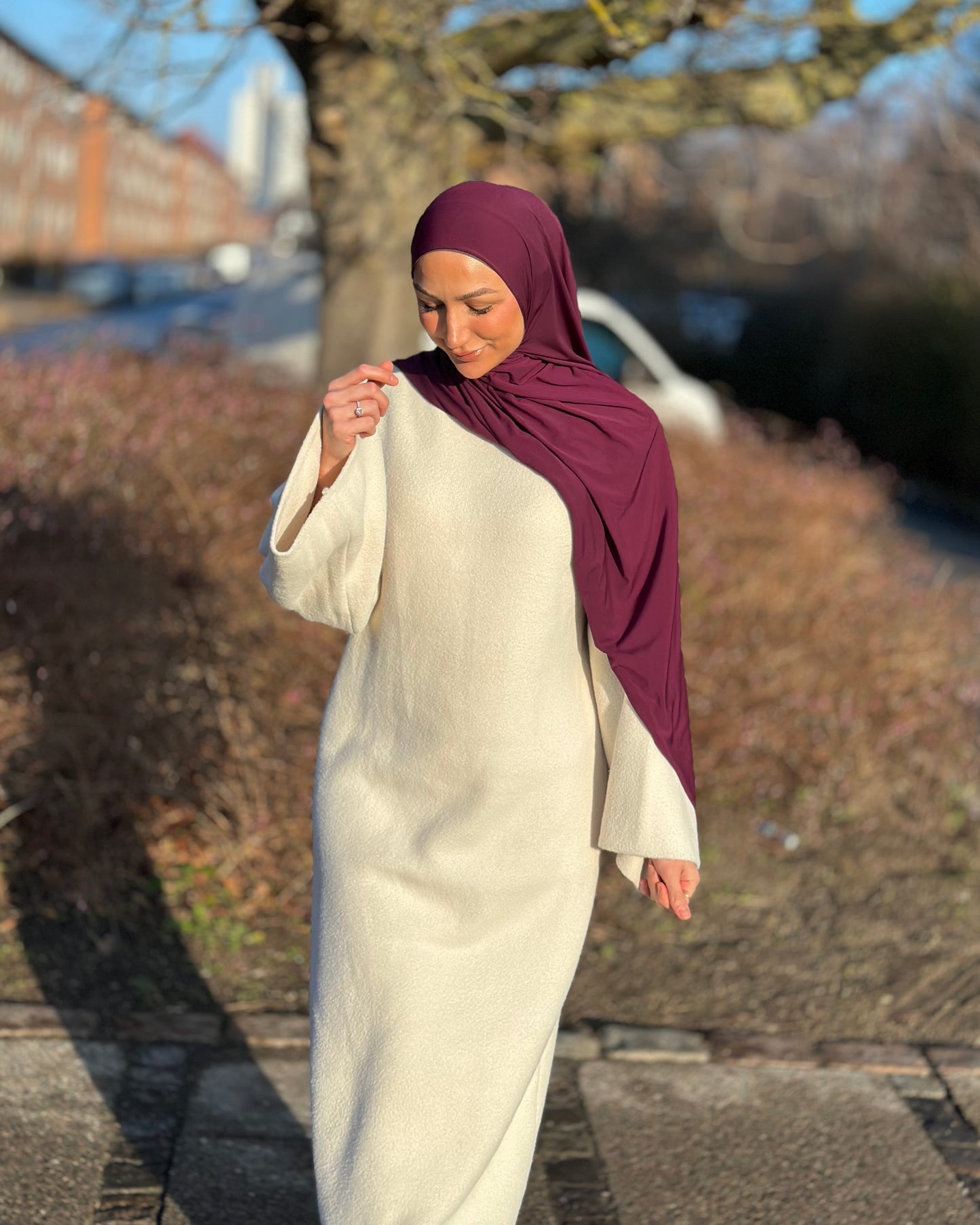 Flowy Lycra Hijab - Mulberry fl42