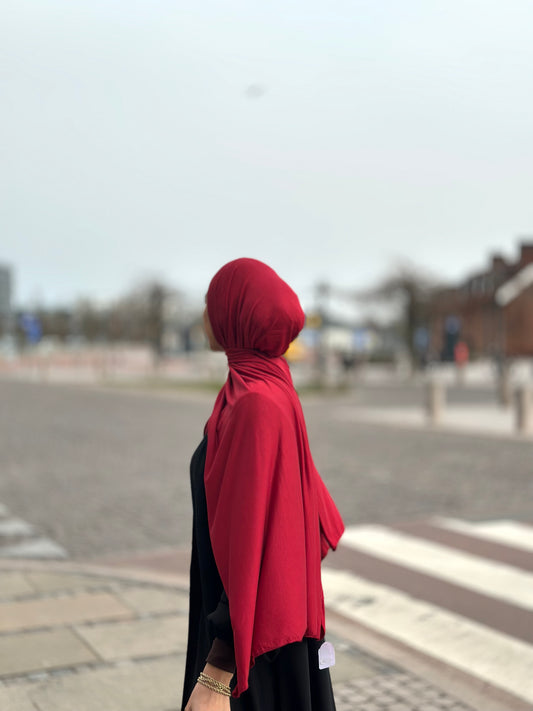Plain Jersey Hijab - Red b30