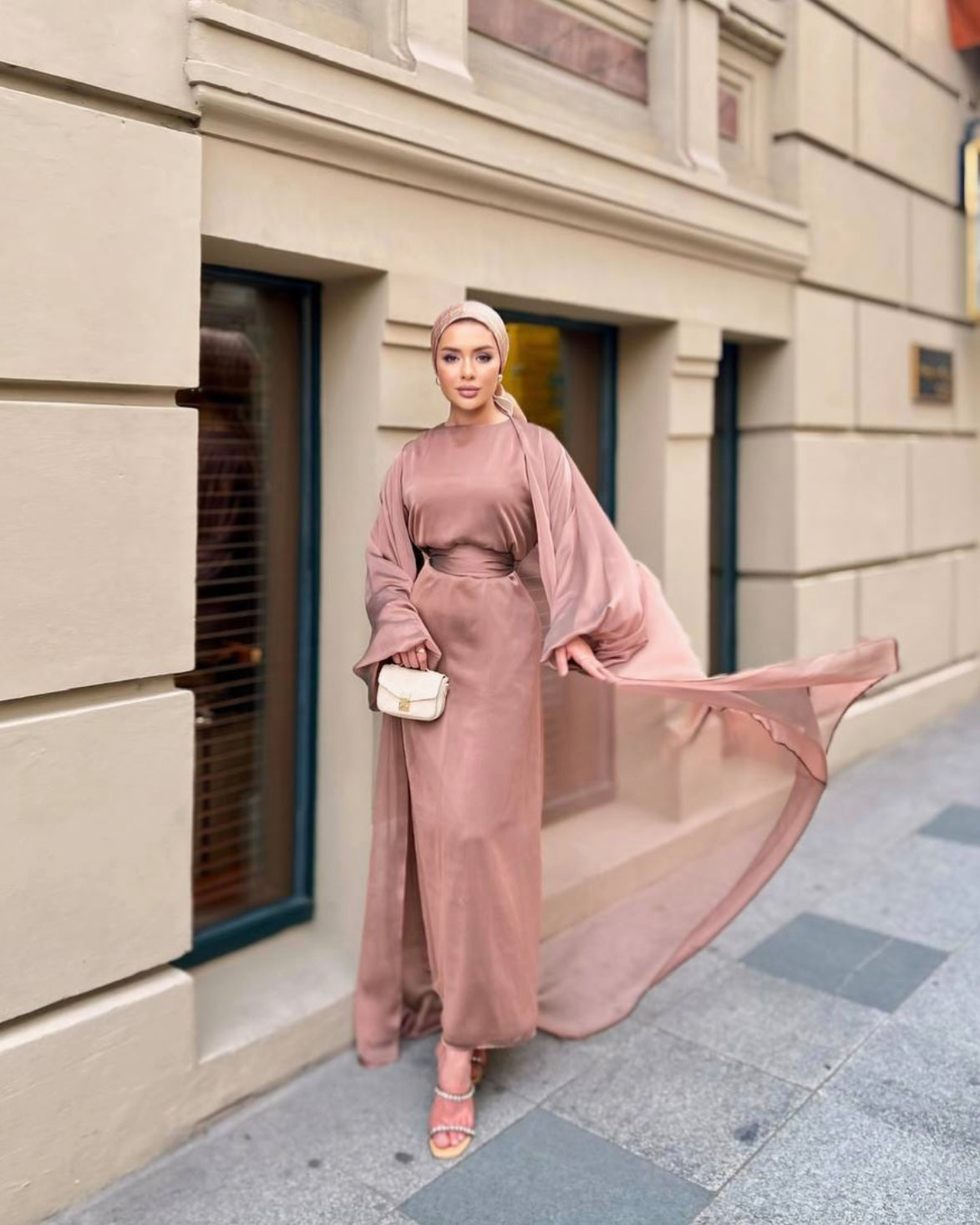 Alia 2-piece chiffon abaya - Bronze