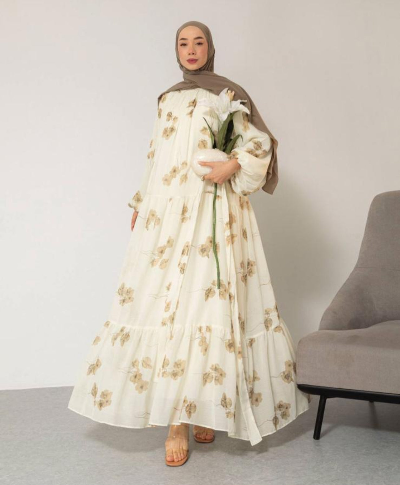 Elara bloom dress - beige