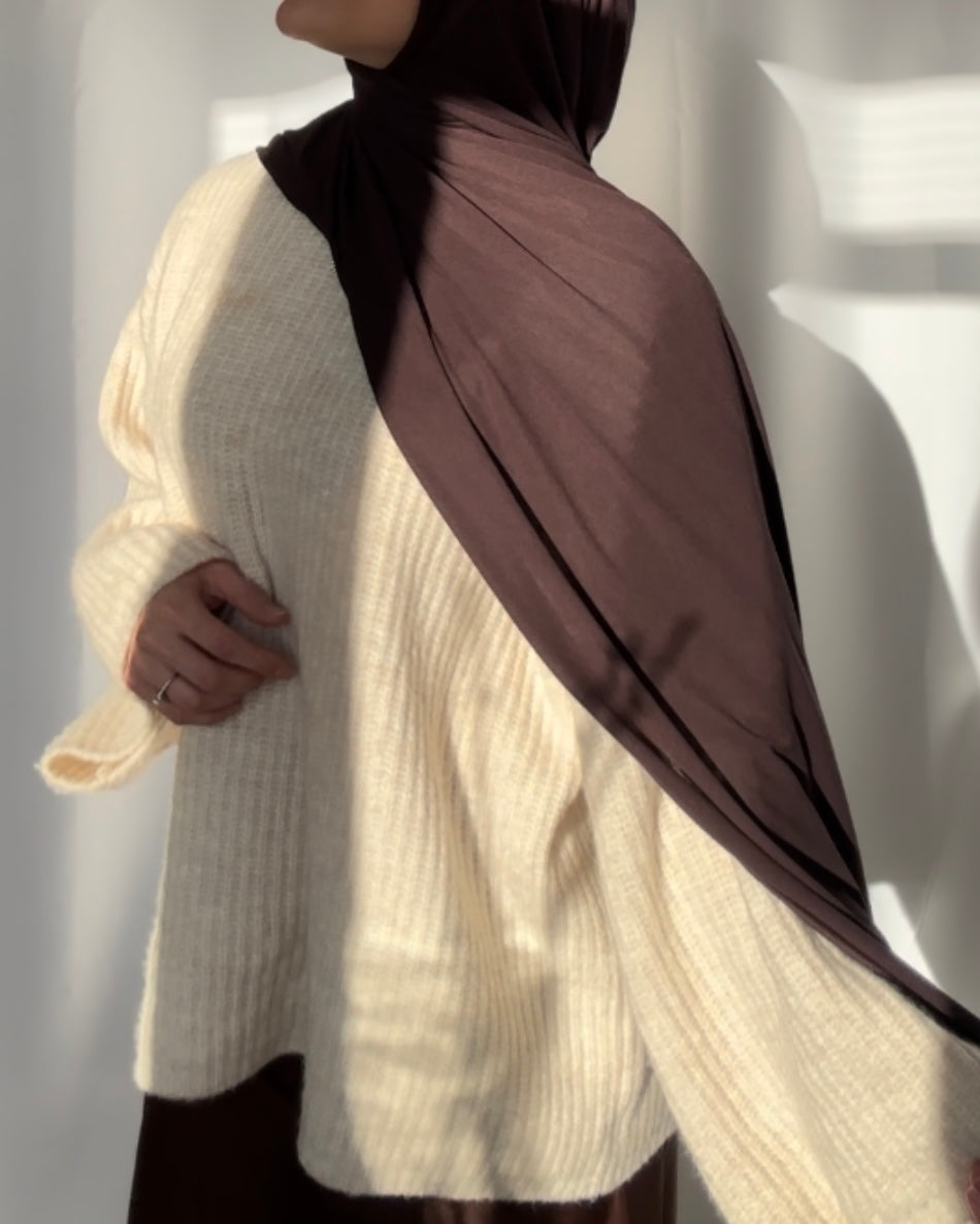 Plain Jersey Hijab - Americano b22