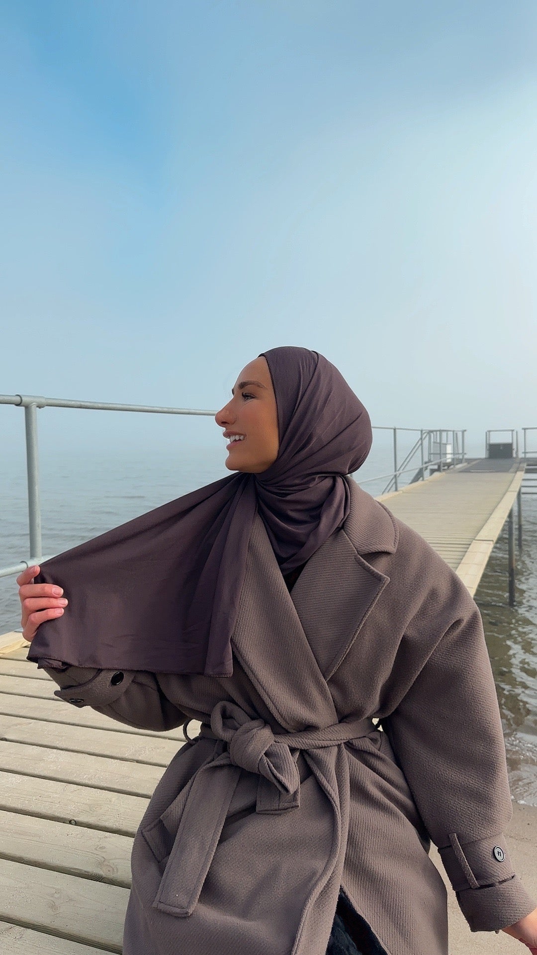 Plain Jersey hijab - Deep Brown b186