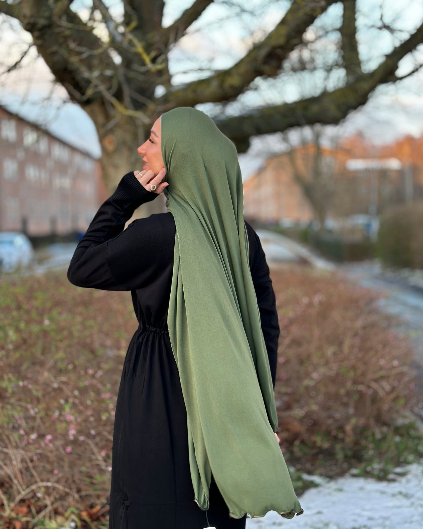 Flowy jersy Hijab - green FJ13