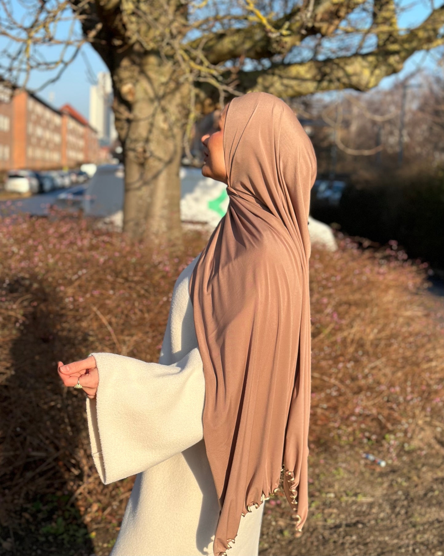 Flowy Lycra Hijab - caramel  fl37