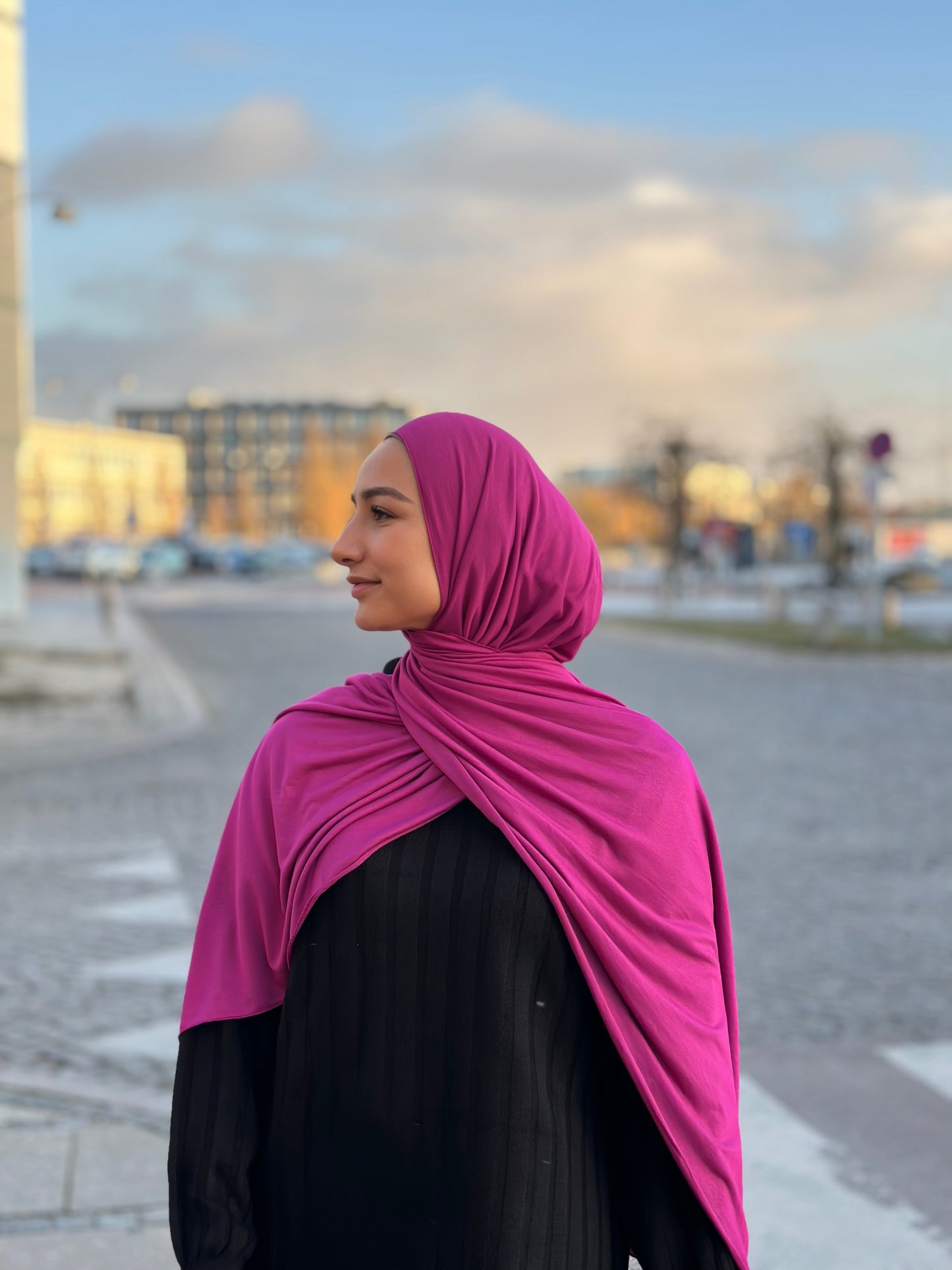 Plain Jersey Hijab -Dark Pink b09