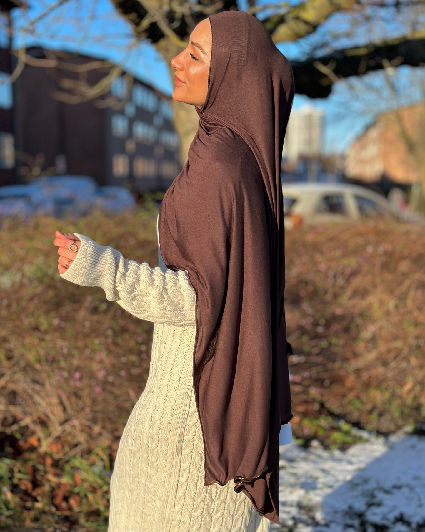 Flowy jersy Hijab - walnut FJ09