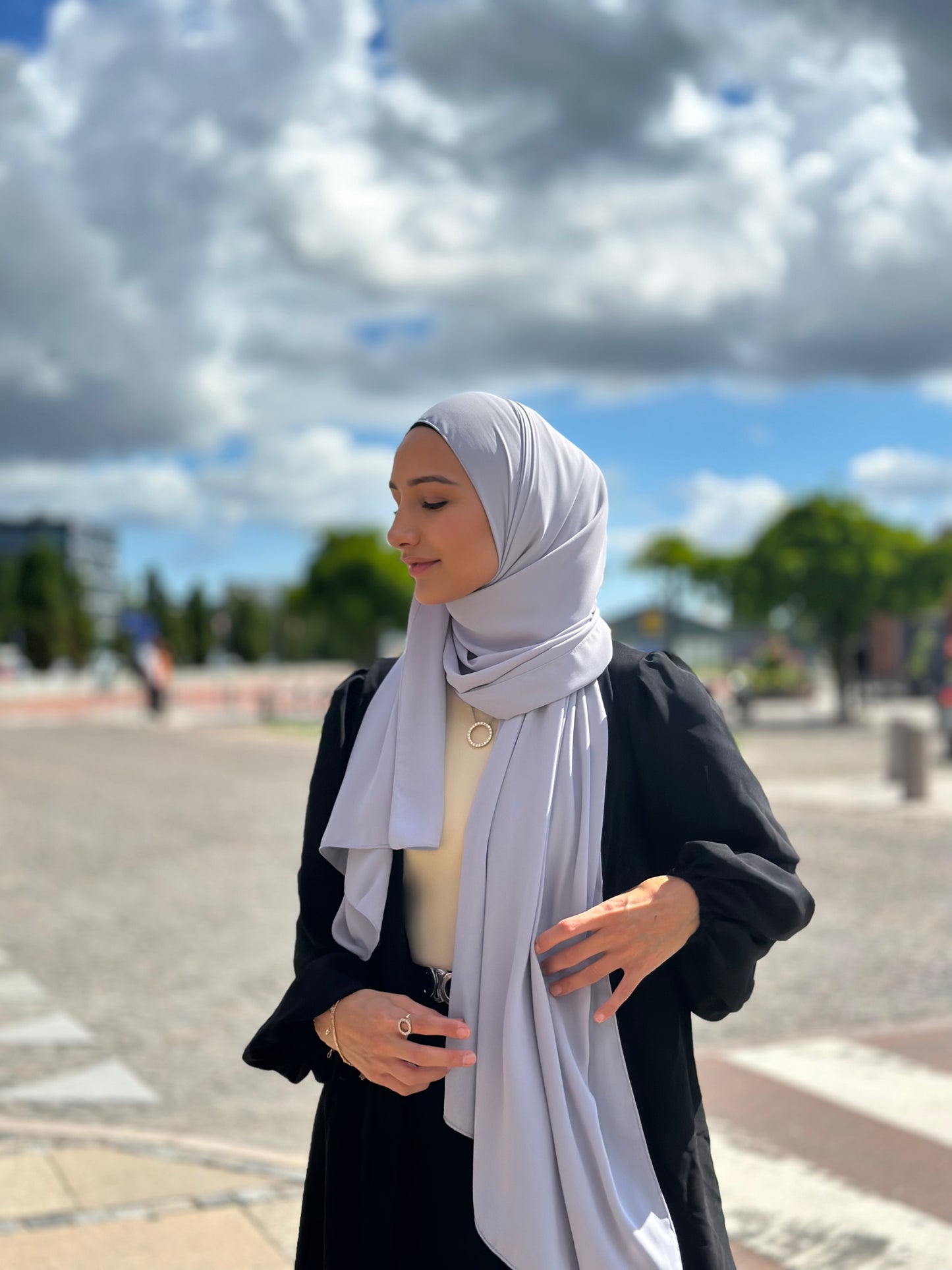 Lux chiffon hijab - Grey L85