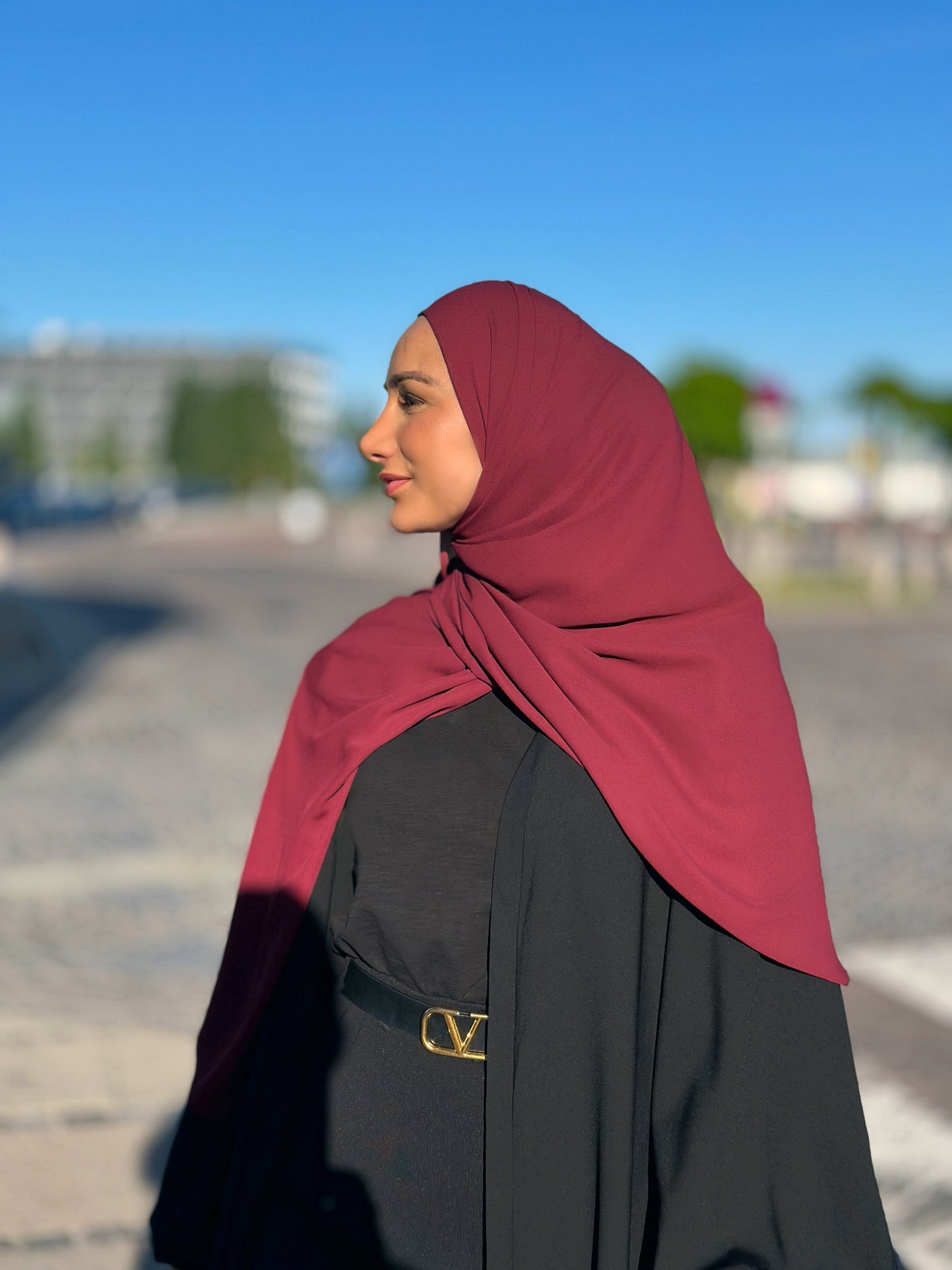 Lux chiffon hijab - Wine red l78