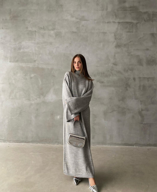 Oversized Long Knit dress - Grey