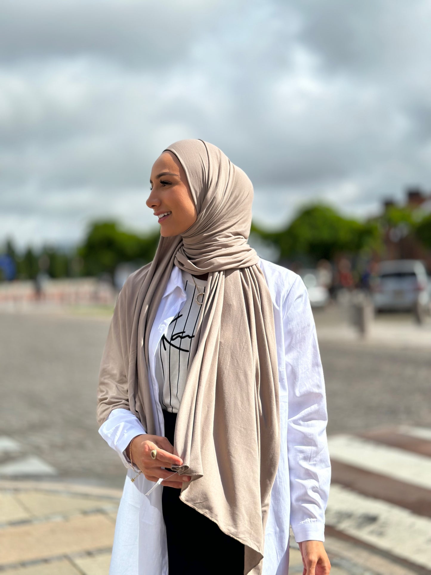 Plain Jersey hijab - Coffee Latte b21