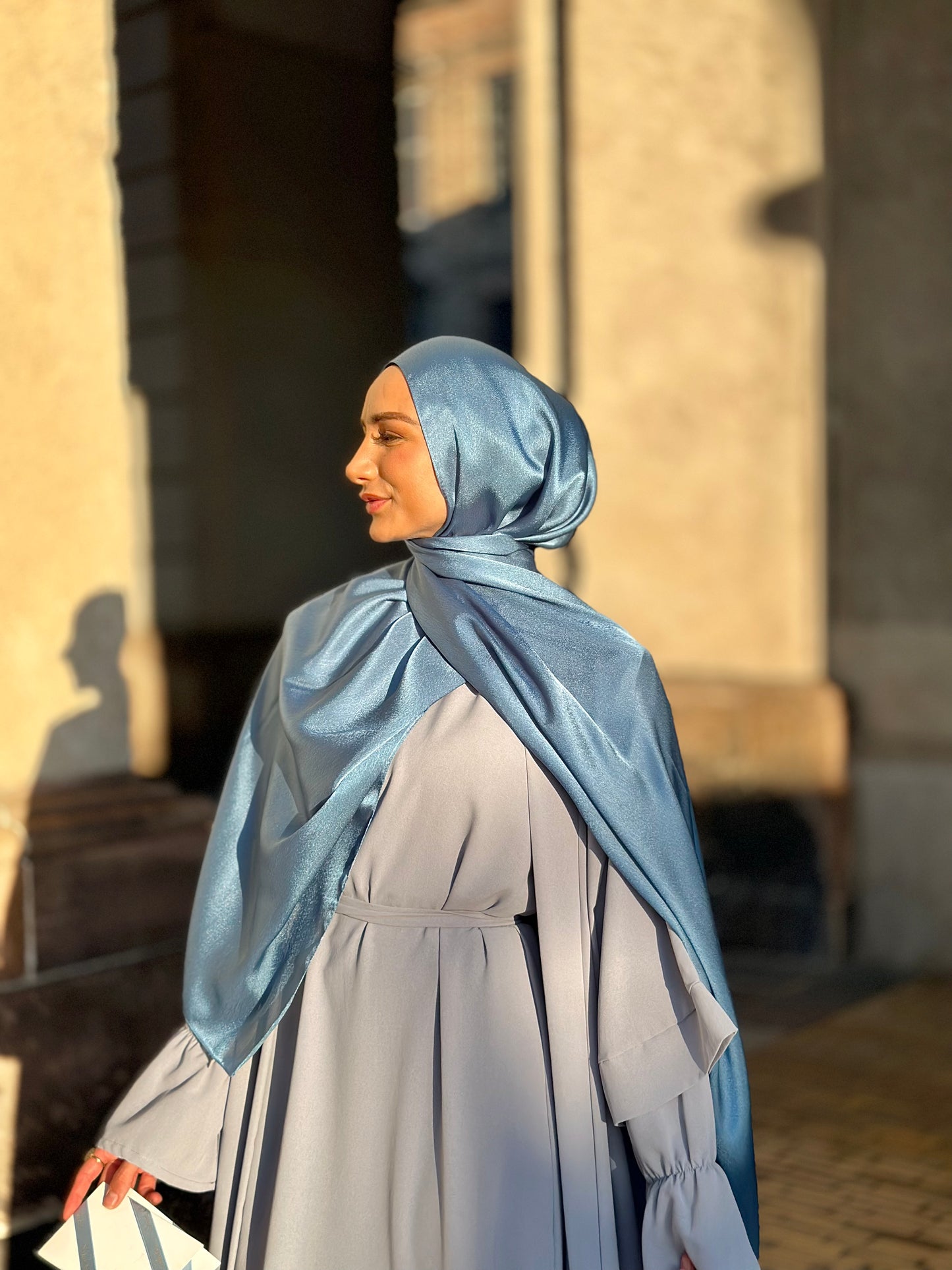 Shiny Silk hijab - Steel Blue ss101