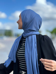 Thin Plain Jersey Hijab - Blue tb17