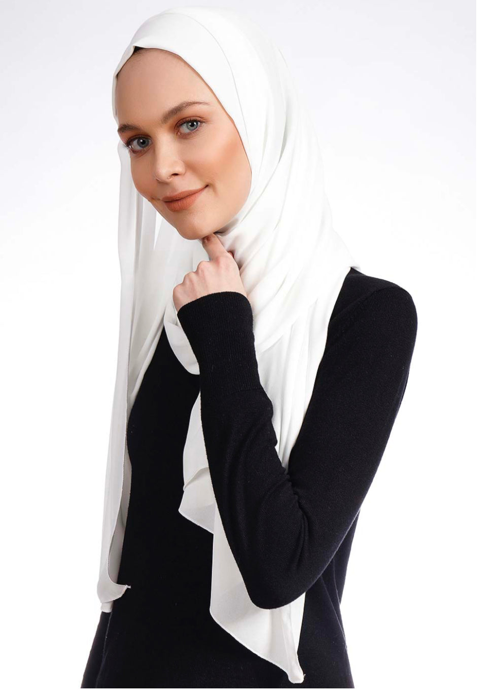 Dreamy Chiffon hijab - White dr01