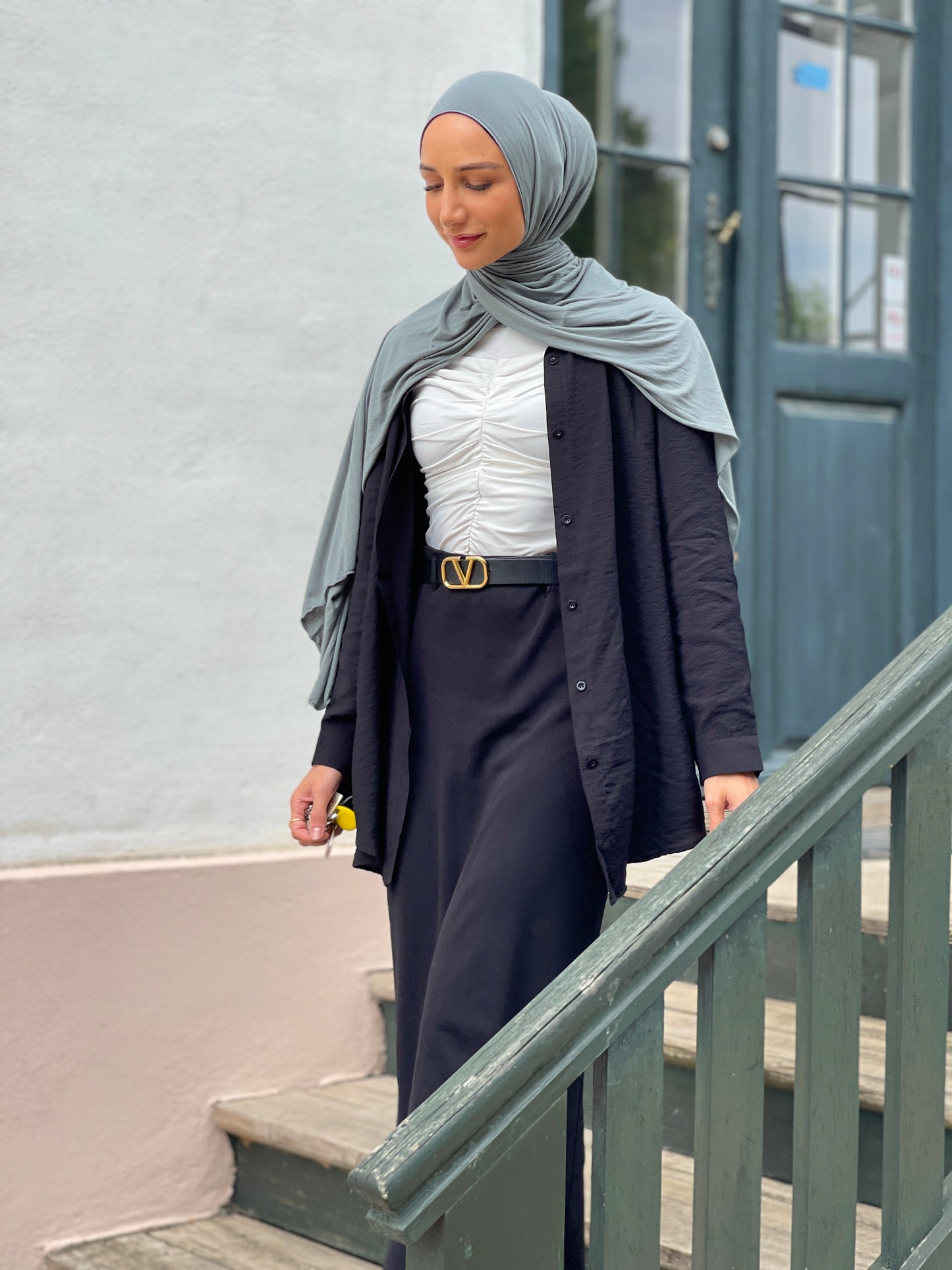 Plain Jersey hijab - Dusty Green b91