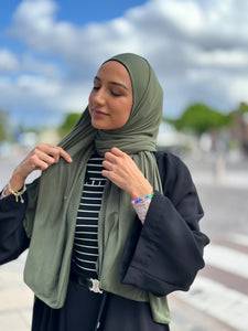 Thin Plain Jersey Hijab - Light Army tb15