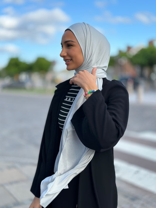 Plain Jersey hijab - Light Grey b107