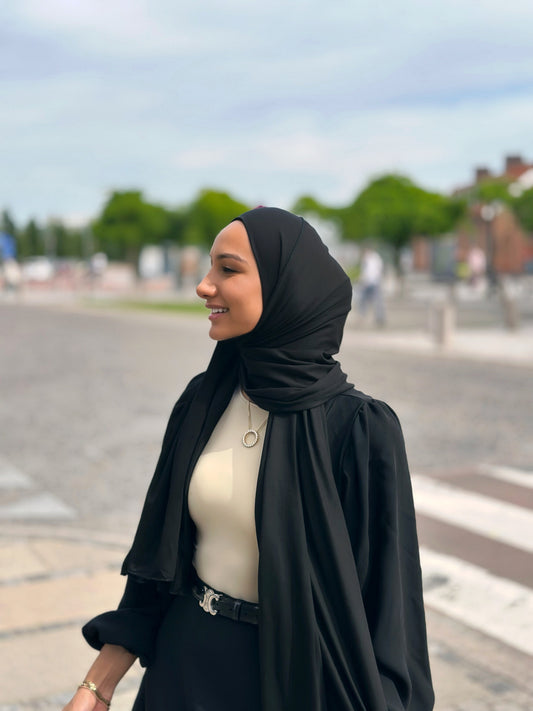 Plain Jersey Hijab - Black - b01