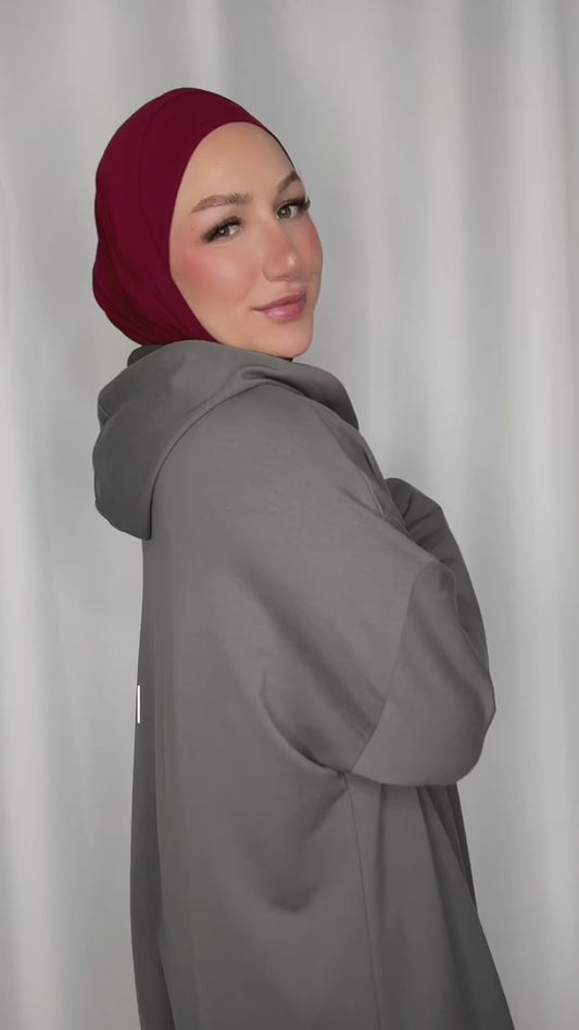 Liquid khimar with matching undercap - army Lk07