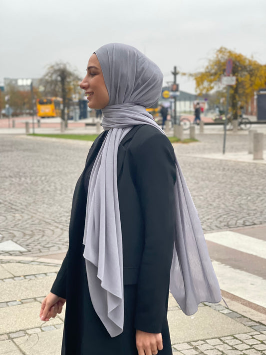 Crepe chiffon Hijab - Lysegrå