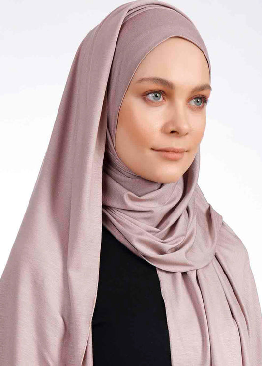 Good To Go Plain Jersey Hijab - Dusty Rose P04