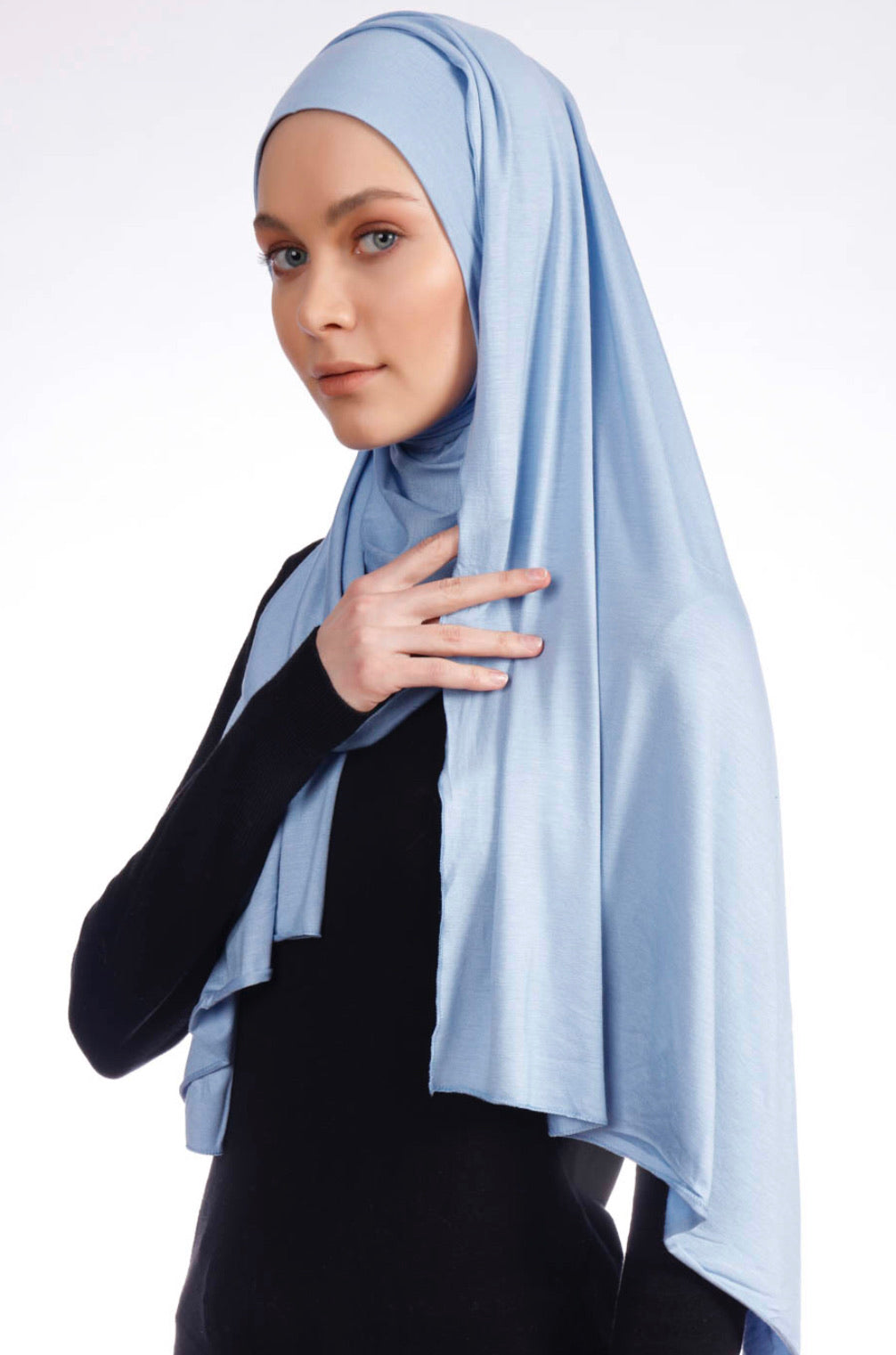 Good To Go Plain Jersey Hijab - Baby Blue