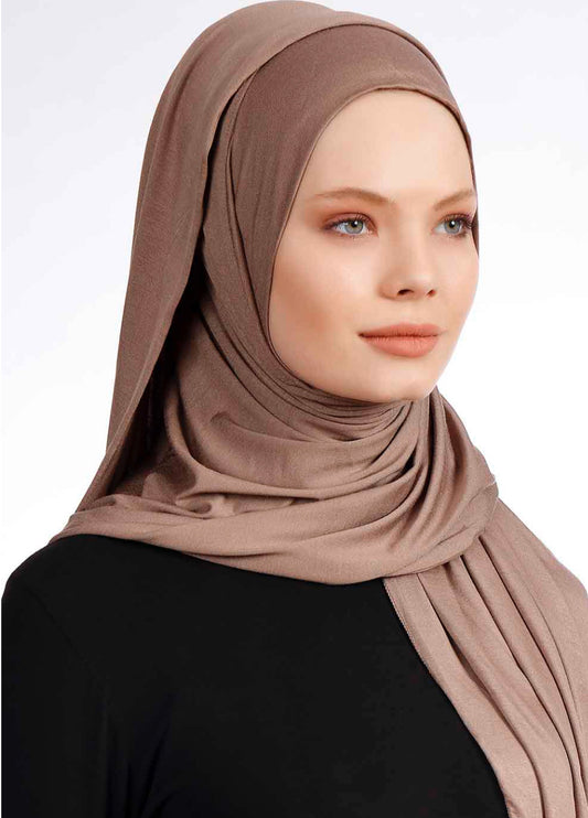 <transcy>Good To Go Almindelig Jersey Hijab - Brun</transcy>
