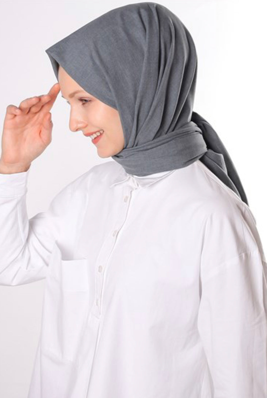 Neutral bomulds hijab - Benzin