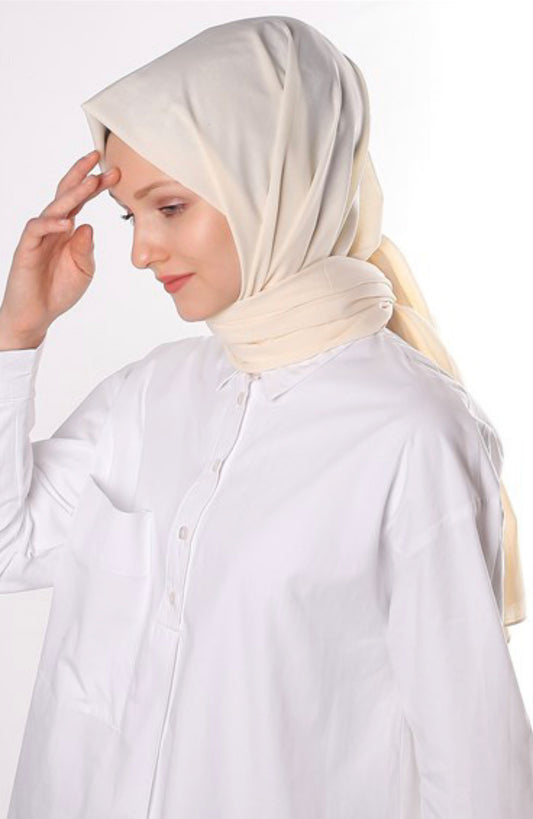 Neutral bomulds hijab - Creme