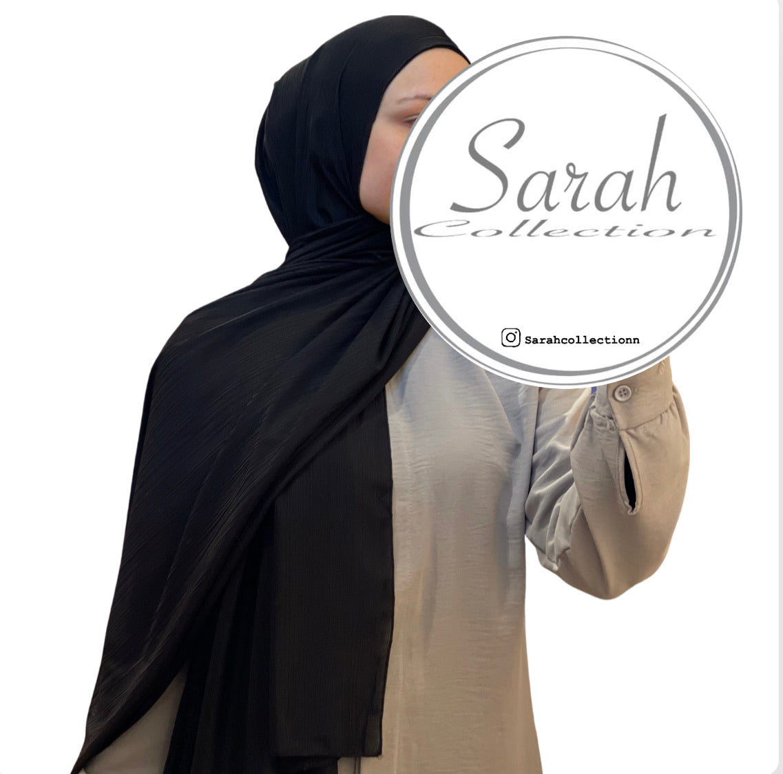 Plisseret Hijab - Sort