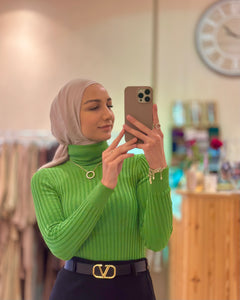 Lime green Roll Neck Knit