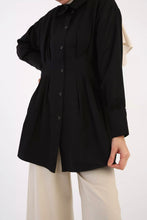 Indlæs billede til gallerivisning Plisseret oversize skjorte tunika - sort
