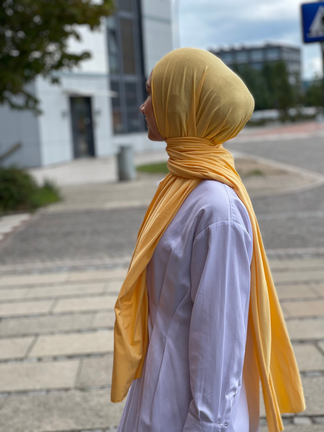 Plain Jersey hijab - Yellow 62