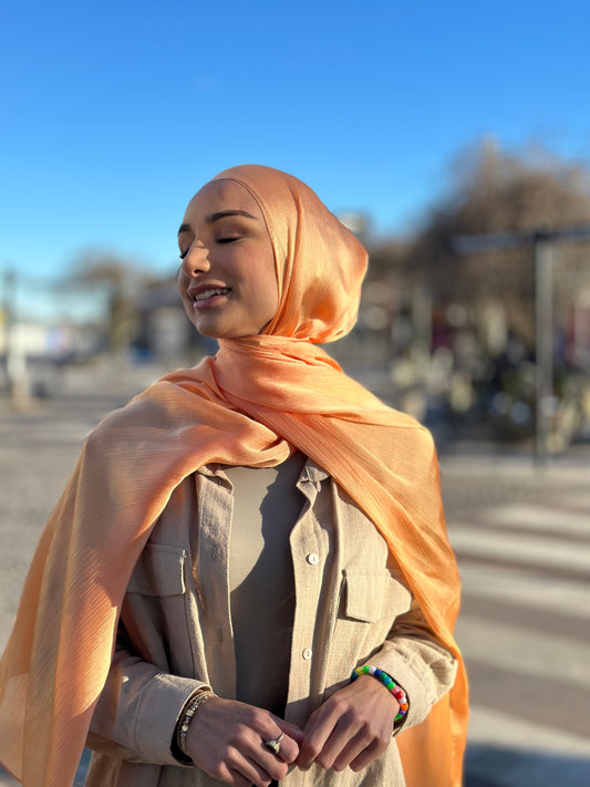 Shiny Silk Hijab - Orange ss85