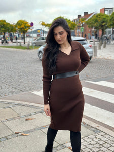 Knitted midi dress - Brown