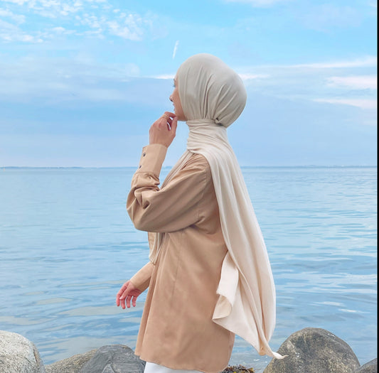 Plain Jersey Hijab - Merino Pearl b55