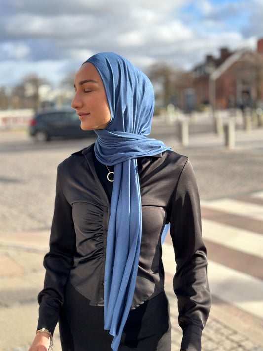 Plain Jersey Hijab - Blue b147