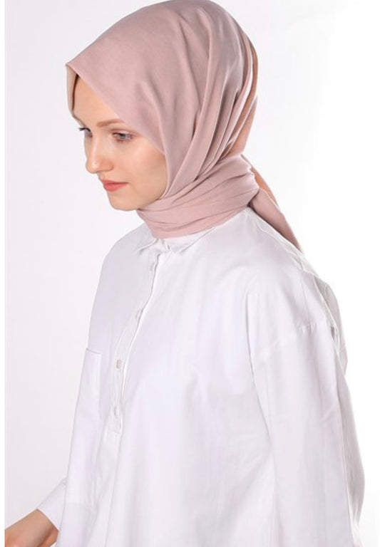 Neutral bomulds hijab - Pulver