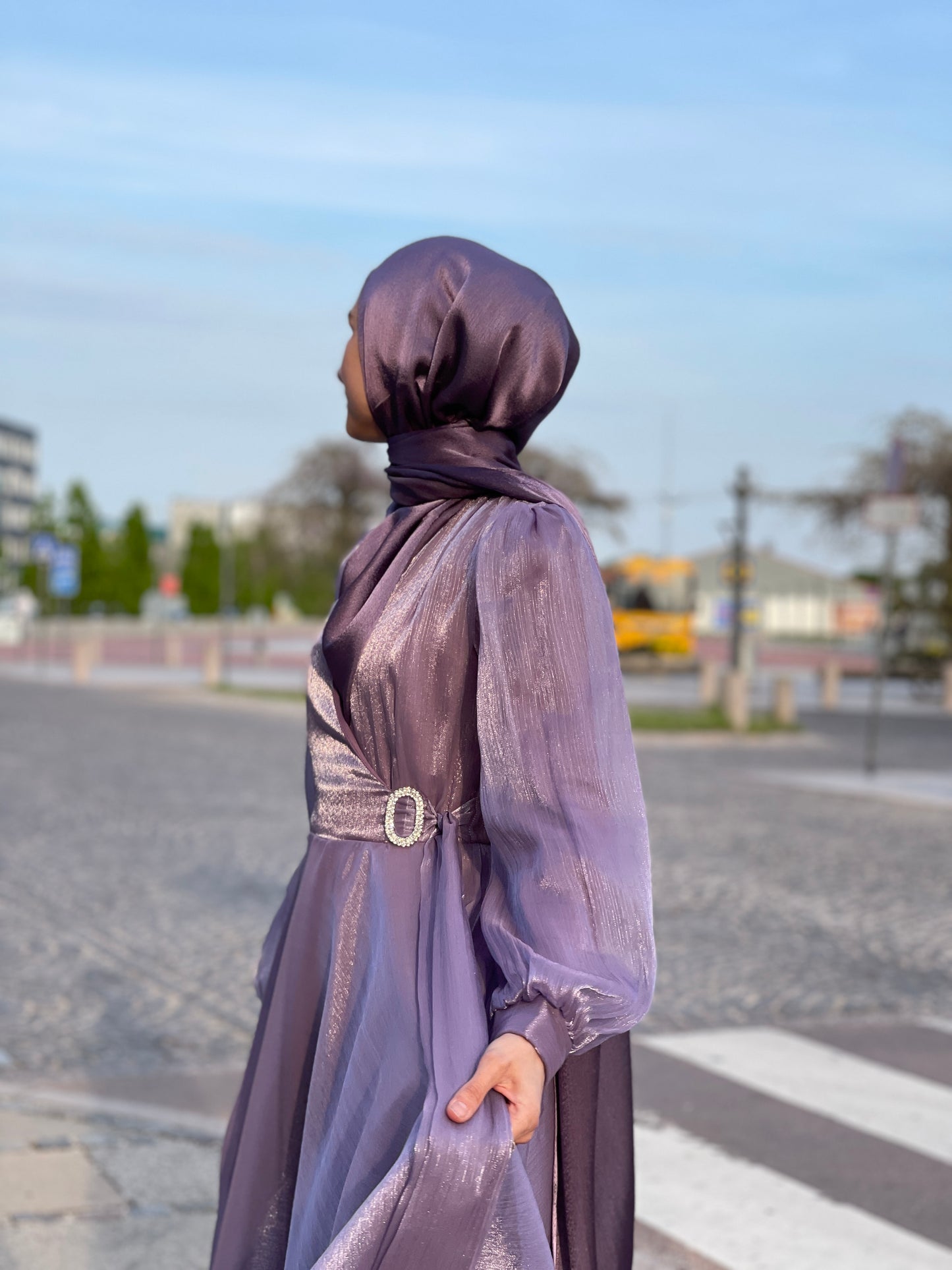 Shiny Silk Hijab - Purple 06