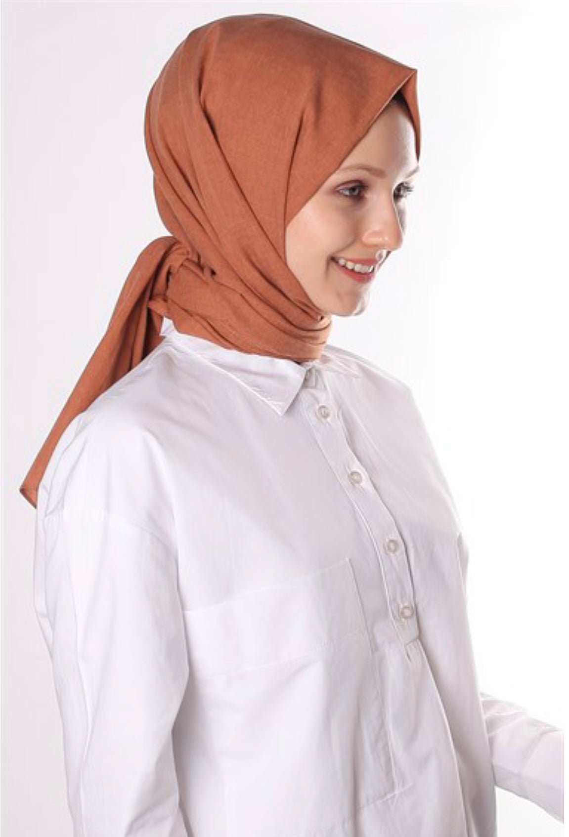 Neutral bomulds hijab - støvet orange