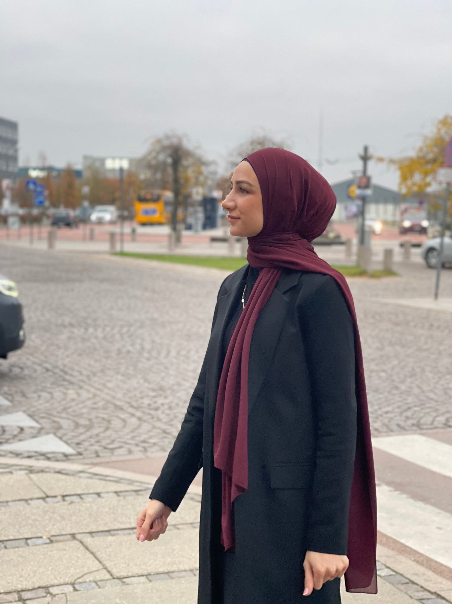 Crepe Chiffon Hijab - Mørk bordeaux