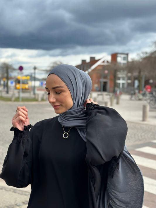Plain Jersey hijab - Grey b27