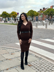Knitted midi dress - Brown