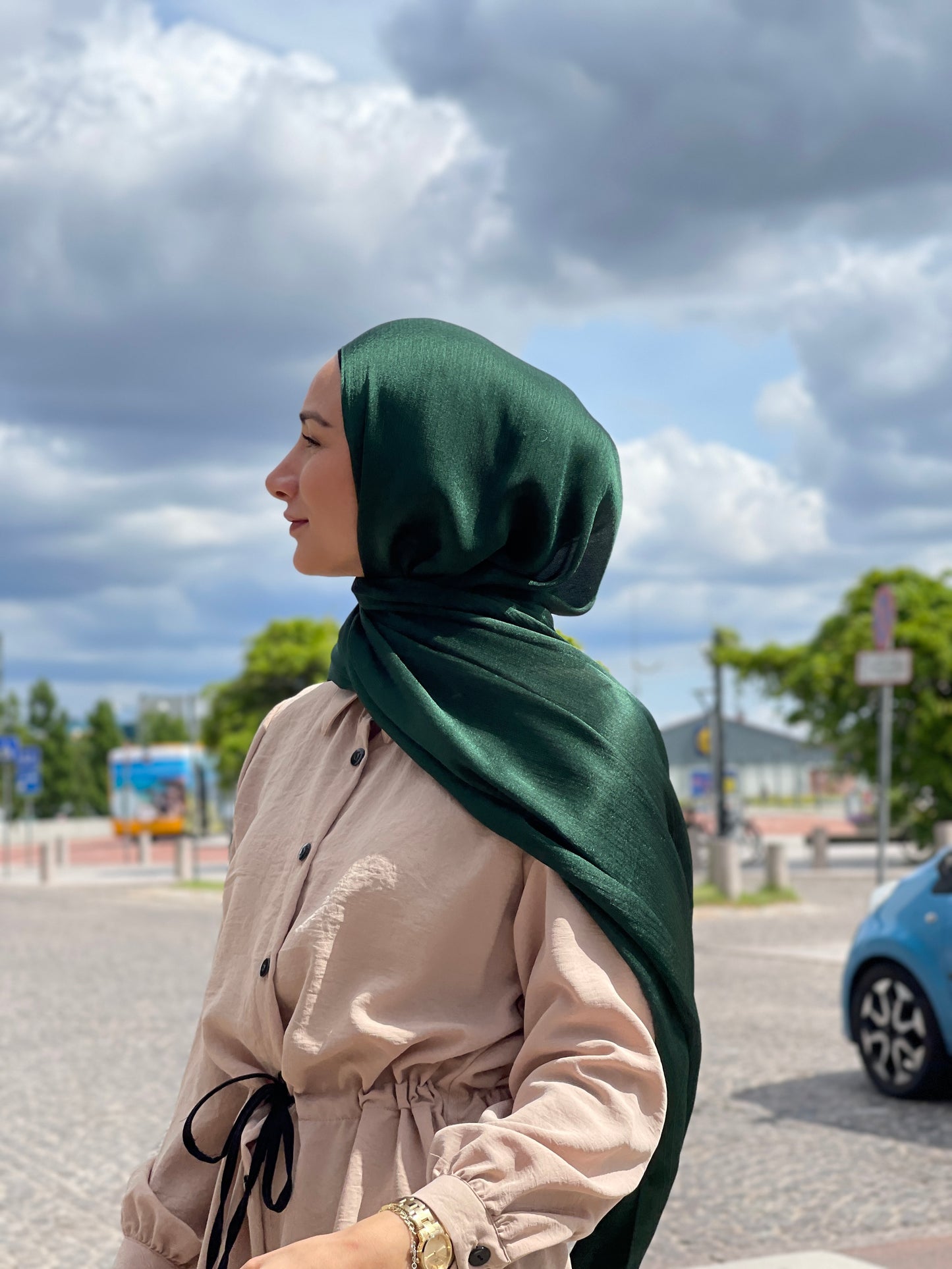 Shiny Silk Hijab - Green ss45