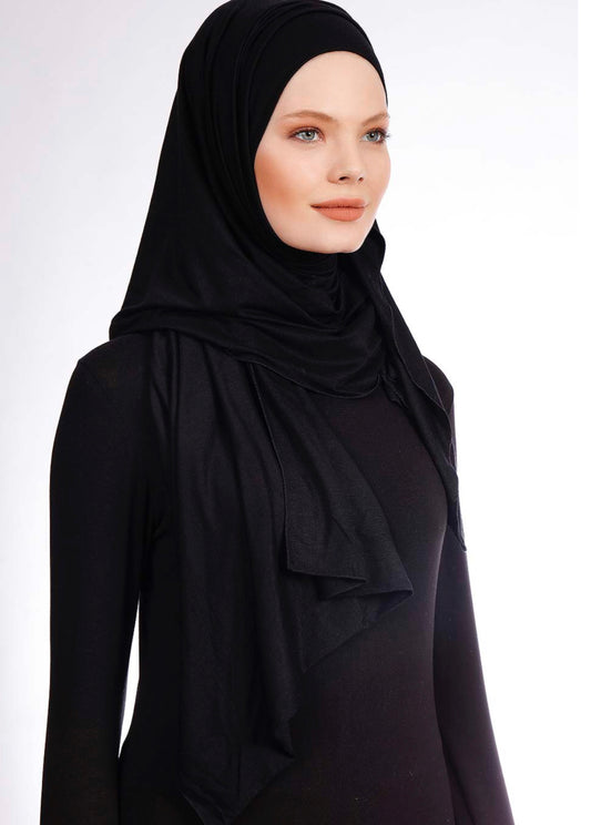 Good To Go Plain Jersey Hijab - Black