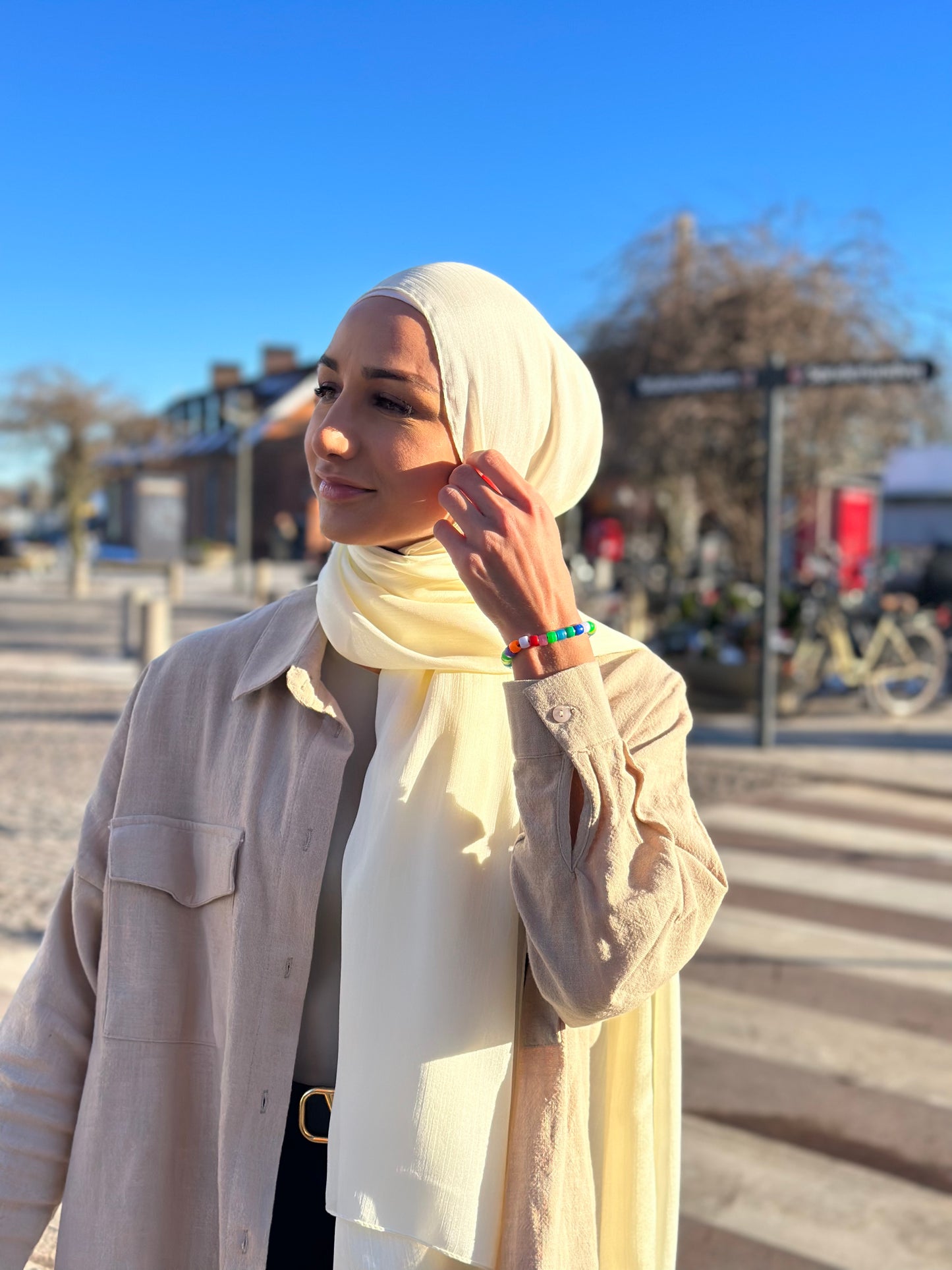 Shiny Silk Hijab - Buttermilk ss95
