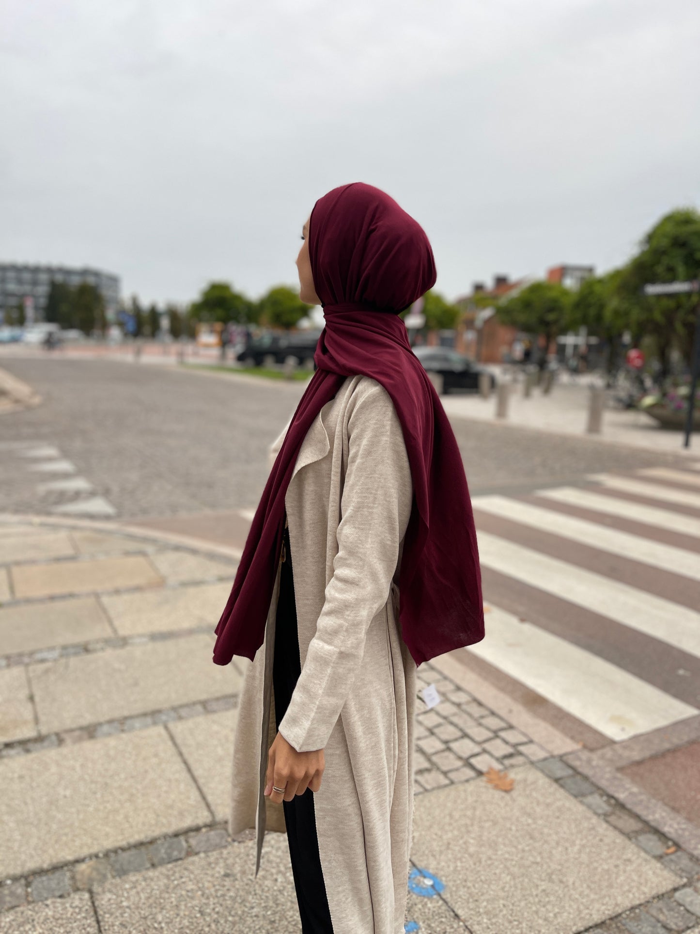 Lycra Hijab - Wine Red ly19