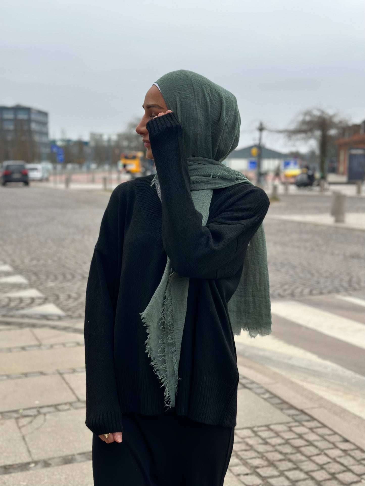 Wrinkle Hijab - Dark Sage Green A66